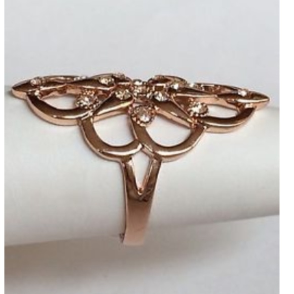 RoseGold Art Deco Statement Cocktail Ring Size 8 - Picture 6 of 8